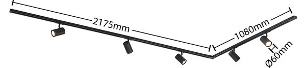 Lindby 1-fazowy system szynowy Linaro, GU10, 5-punktowy, czarny Linaro Lindby, możliwość ściemniania, czarny, przedpokój, aluminium, nowoczesny