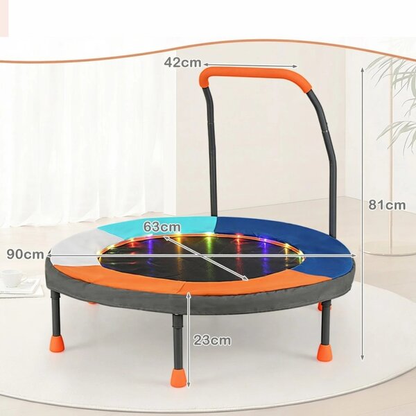 Mini trampolina dziecięca z uchwytem i lampkami