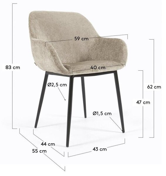 Beżowy tapicerowany fotel jadalniany Konna – Kave Home