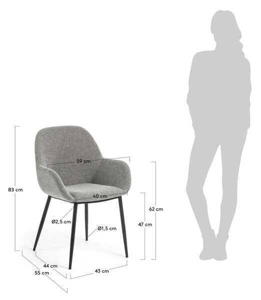 Szary tapicerowany fotel jadalniany Konna – Kave Home