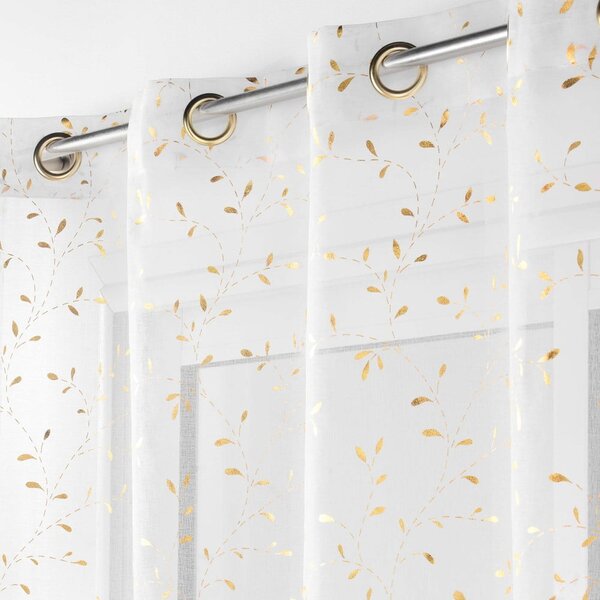 Biała/w kolorze złota firanka z woalu 140x280 cm Floressia – douceur d'intérieur