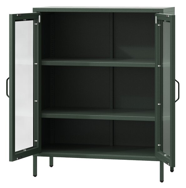 Niska witryna GINA, 800 x 1015 x 400 mm, Modern: butelkowa zieleń