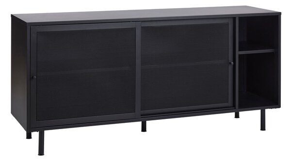 Czarna metalowa komoda z drzwiami przesuwnymi 160x75x46 cm Veep – Unique Furniture