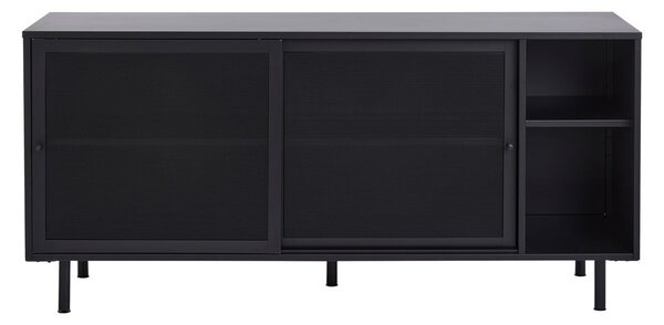 Czarna metalowa komoda z drzwiami przesuwnymi 160x75x46 cm Veep – Unique Furniture
