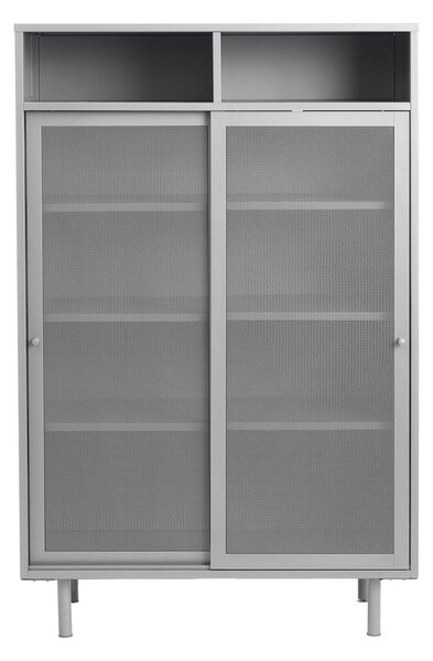 Szara metalowa szafka z drzwiami przesuwnymi 90x140x40 cm Veep – Unique Furniture