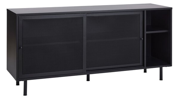 Czarna metalowa komoda z drzwiami przesuwnymi 160x75x46 cm Veep – Unique Furniture