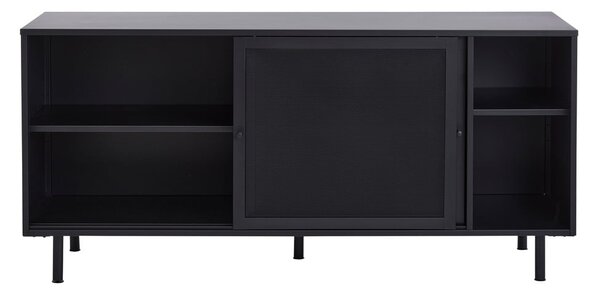Czarna metalowa komoda z drzwiami przesuwnymi 160x75x46 cm Veep – Unique Furniture