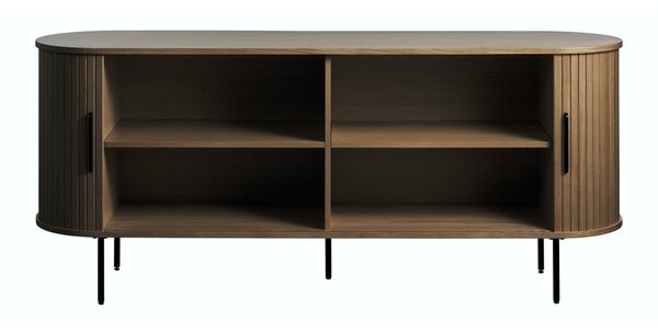 Brązowa komoda w dekorze dębu z drzwiami przesuwnymi 180x76x45 cm Nola – Unique Furniture