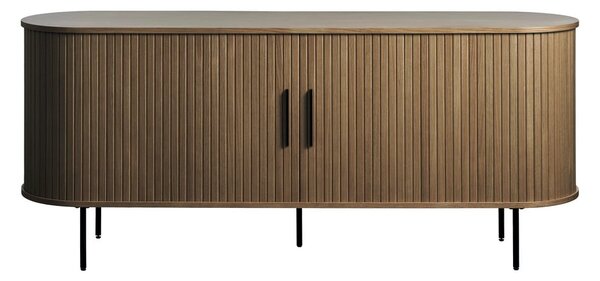 Brązowa komoda w dekorze dębu z drzwiami przesuwnymi 180x76x45 cm Nola – Unique Furniture