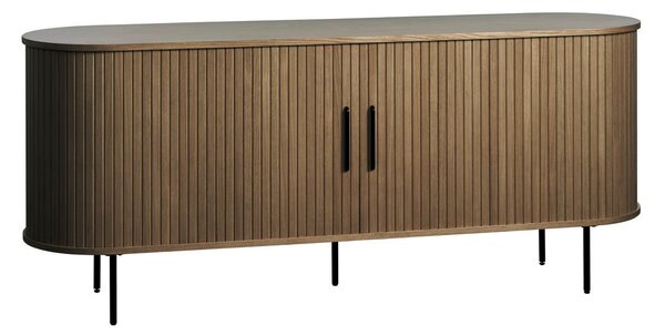Brązowa komoda w dekorze dębu z drzwiami przesuwnymi 180x76x45 cm Nola – Unique Furniture