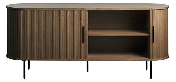 Brązowa komoda w dekorze dębu z drzwiami przesuwnymi 180x76x45 cm Nola – Unique Furniture