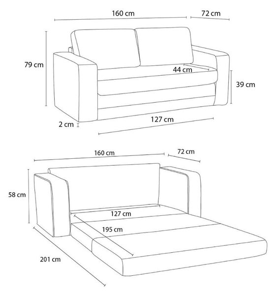 Beżowa rozkładana sofa 160 cm Come – Bobochic Paris