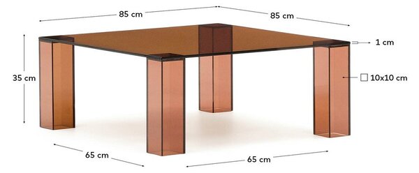 Brązowy szklany stolik 85x85 cm Adularia – Kave Home