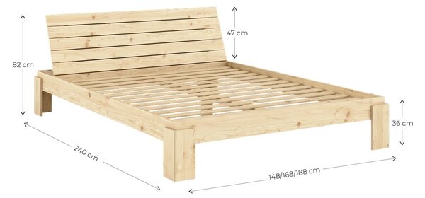 Łóżko dwuosobowe z litego drewna sosnowego ze stelażem 180x200 cm w naturalnym kolorze Layers – Karup Design