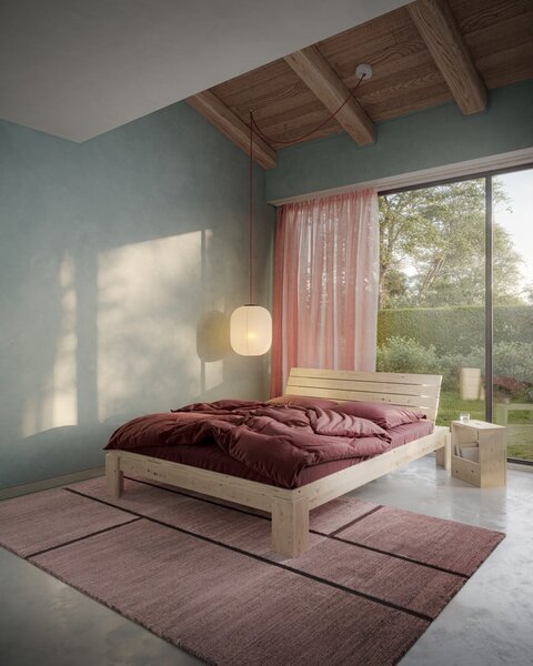 Łóżko dwuosobowe z litego drewna sosnowego ze stelażem 180x200 cm w naturalnym kolorze Layers – Karup Design
