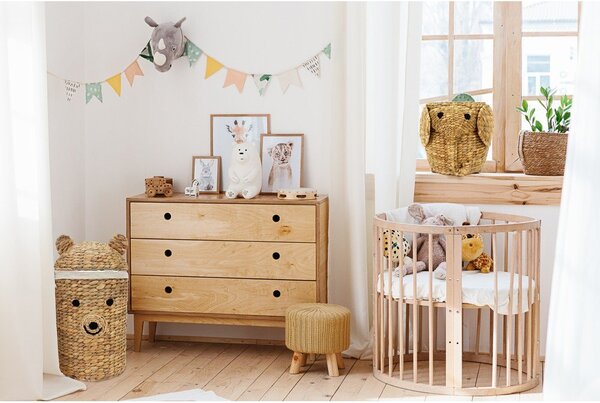 Dziecięcy kosz na zabawki z hiacyntu wodnego w naturalnym kolorze ø 30x56 cm Bear – Compactor