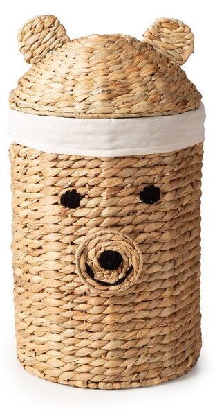 Dziecięcy kosz na zabawki z hiacyntu wodnego w naturalnym kolorze ø 30x56 cm Bear – Compactor