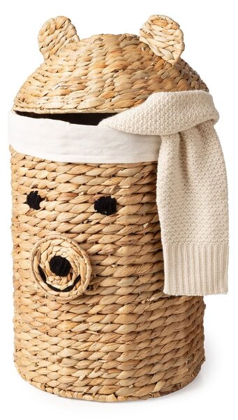 Dziecięcy kosz na zabawki z hiacyntu wodnego w naturalnym kolorze ø 30x56 cm Bear – Compactor