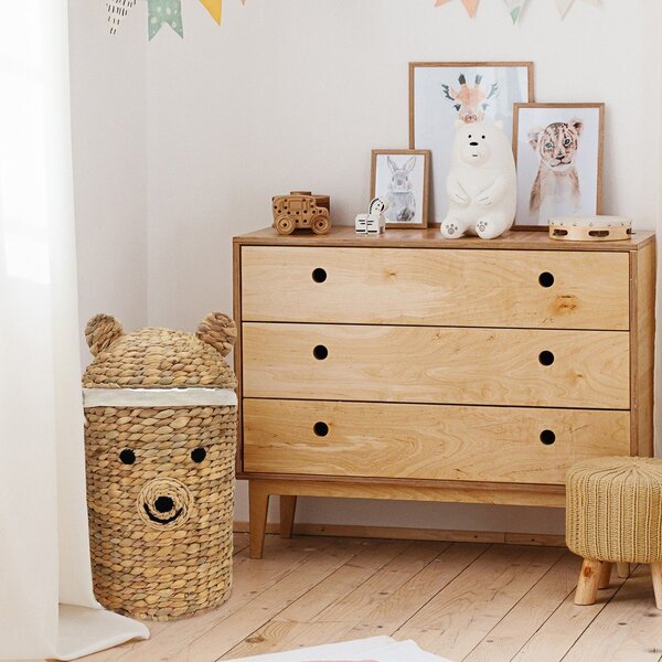 Dziecięcy kosz na zabawki z hiacyntu wodnego w naturalnym kolorze ø 30x56 cm Bear – Compactor