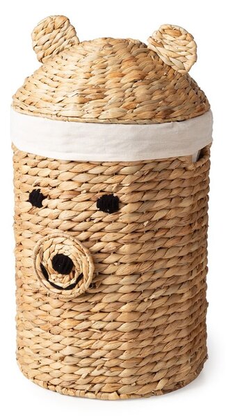 Dziecięcy kosz na zabawki z hiacyntu wodnego w naturalnym kolorze ø 30x56 cm Bear – Compactor