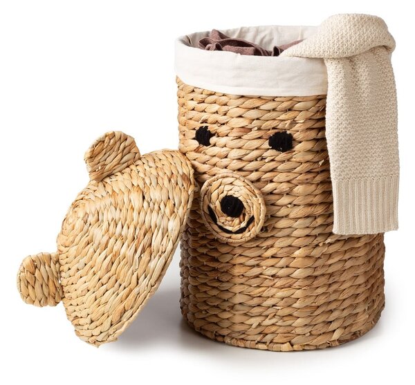 Dziecięcy kosz na zabawki z hiacyntu wodnego w naturalnym kolorze ø 30x56 cm Bear – Compactor
