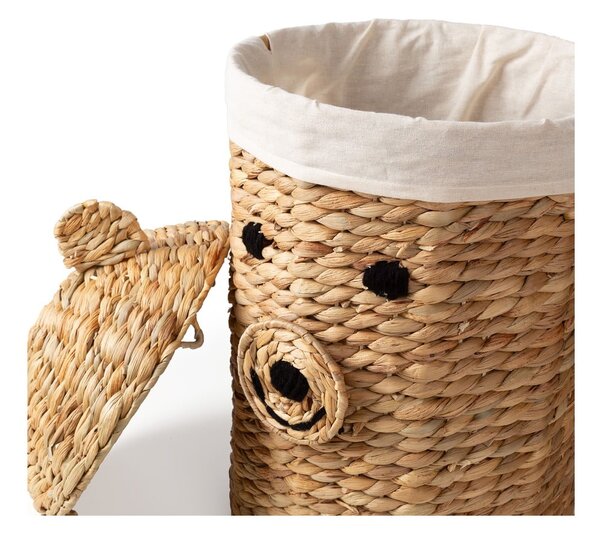 Dziecięcy kosz na zabawki z hiacyntu wodnego w naturalnym kolorze ø 30x56 cm Bear – Compactor