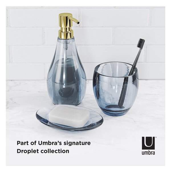Niebieska plastikowa mydelniczka Droplet – Umbra