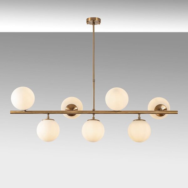 Biała/w kolorze mosiądzu lampa wisząca ze szklanym kloszem Fazli – Opviq lights
