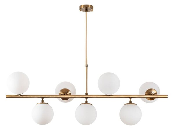 Biała/w kolorze mosiądzu lampa wisząca ze szklanym kloszem Fazli – Opviq lights