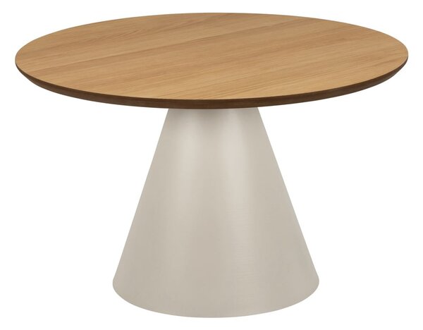Kremowy okrągły stolik z blatem w dekorze dębu ø 65 cm Soli – Actona