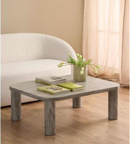 Jasnoszary stolik w dekorze marmuru 75x100 cm Solano – Actona