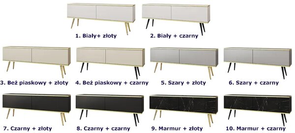 Szafka pod TV beż piaskowy + złoty P8-F58