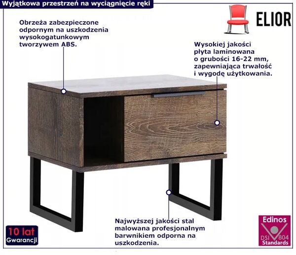 Loftowa szafka nocna z szuflą L7-L55
