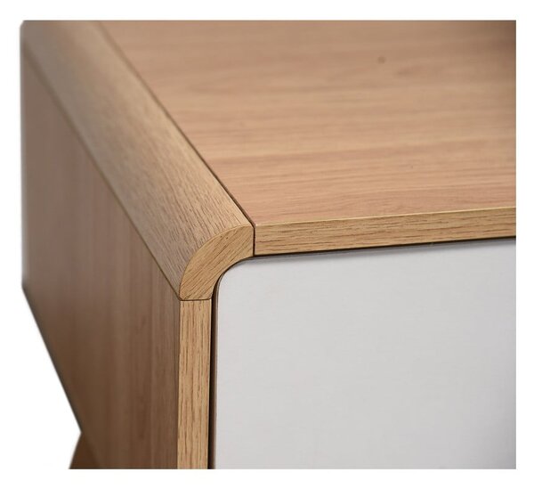 Biało-naturalna szafka pod TV w dekorze dębu 100x40 cm Caitlin – Støraa
