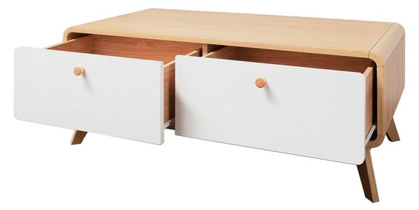 Biało-naturalna szafka pod TV w dekorze dębu 100x40 cm Caitlin – Støraa