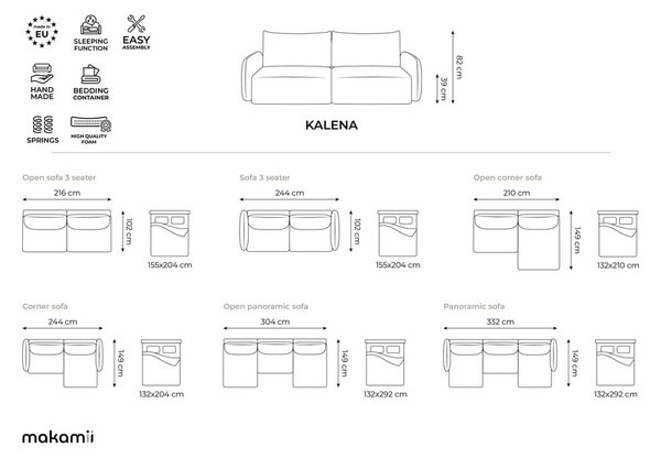 Jasnobrązowa rozkładana/ze schowkiem sofa 238 cm Kalena – Makamii