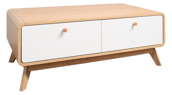 Biało-naturalna szafka pod TV w dekorze dębu 100x40 cm Caitlin – Støraa