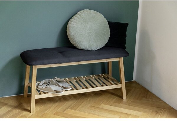 Czarno-naturalny bambusowy regał na buty z siedziskiem Ecori – Wenko