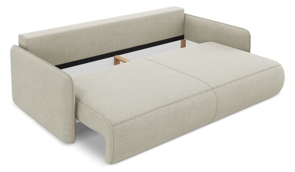 Kremowa rozkładana/ze schowkiem sofa 216 cm Nanea – Makamii