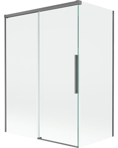 Mexen Rox parawan nawannowy 2-skrzydłowy rozsuwany 120 + 70 x 150 cm, transparent, gun metal - 8C9-120-070-95-00