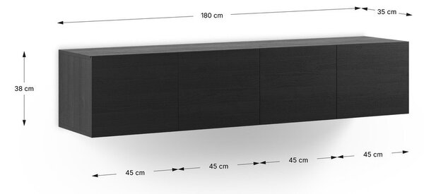 Czarna szafka pod TV 180x38x35 cm Daroca – Marckeric