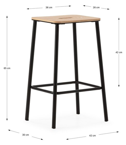 Czarne hokery zestaw 2 szt. (wysokość siedziska 65 cm) Abba – Marckeric
