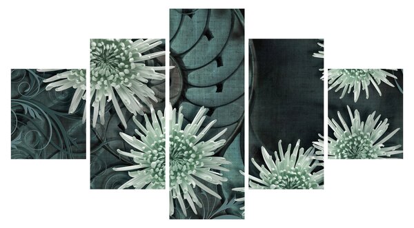 Obraz - Zielone kwiaty (125x70 cm)