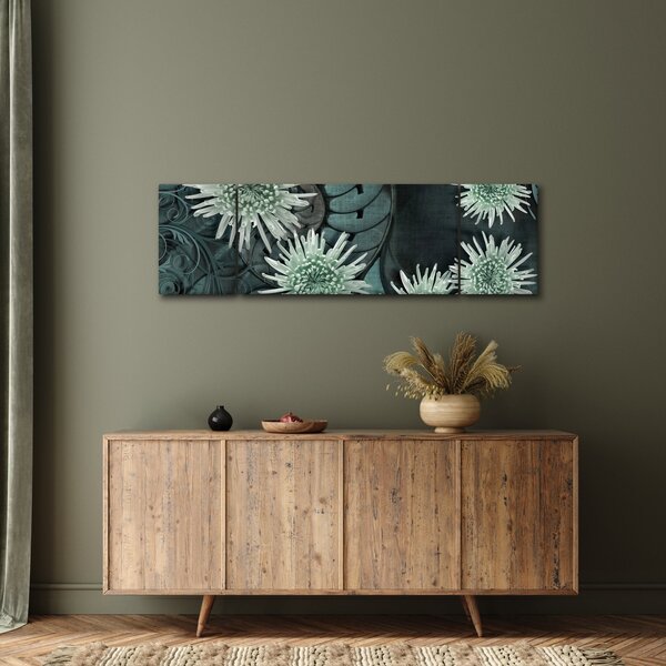 Obraz - Zielone kwiaty (170x50 cm)