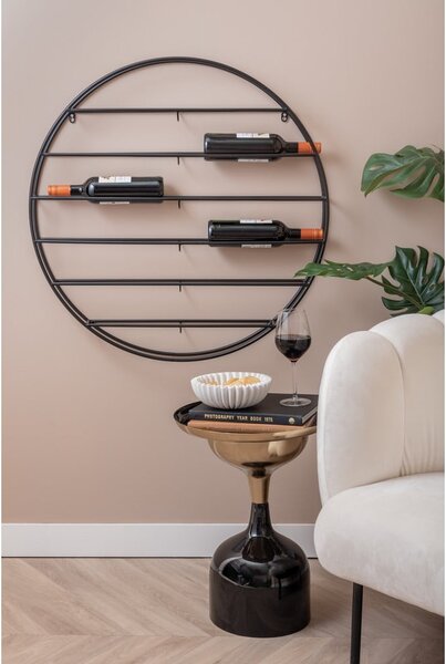 Czarny wiszący metalowy regał na wino liczba butelek 12 80x80x9 cm Redondo – PT LIVING