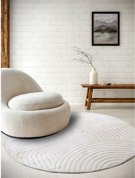 Biały okrągły dywan ø 160 cm Panglao New York White – Elle Decoration