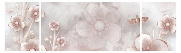 Obraz - Różowe kwiaty (170x50 cm)