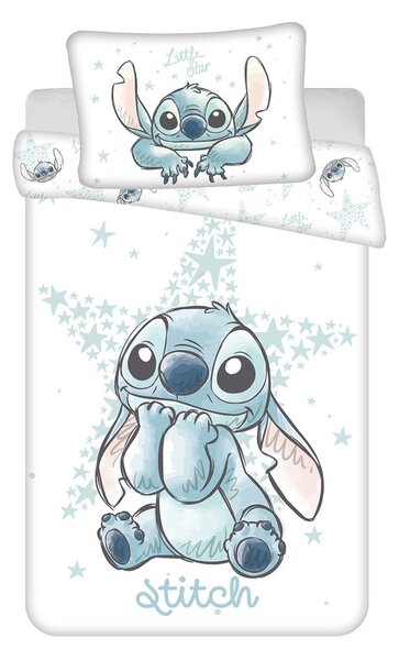 Biała bawełniana pościel dziecięca do łóżeczka 100x135 cm Lilo and Stitch "White Star" – Jerry Fabrics