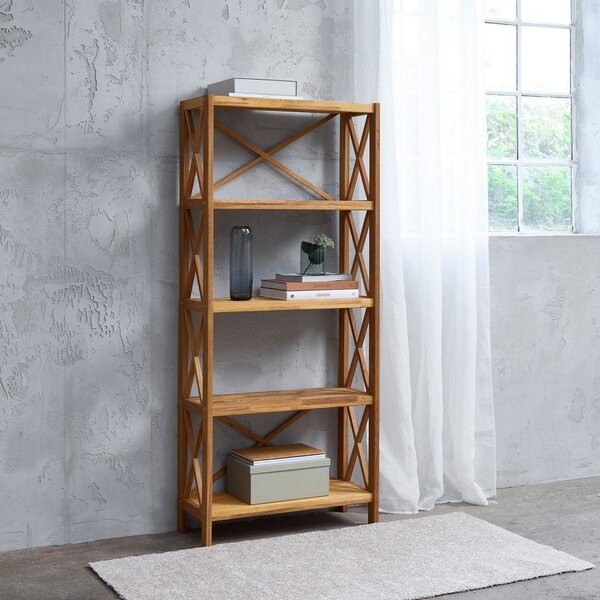 Regał z litego drewna dębowego w naturalnym kolorze 70x161 cm X-Shelf – Unique Furniture