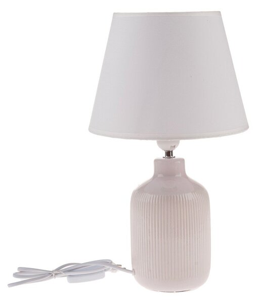 Kremowa lampa stołowa ceramiczna z tekstylnym kloszem (wysokość 41 cm) Rita – Dakls